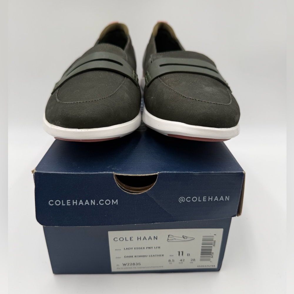 Cole Haan Women's Lady Essex Penny Loafer Dark Kombu Leather SZ 11 - Picture 2 of 7